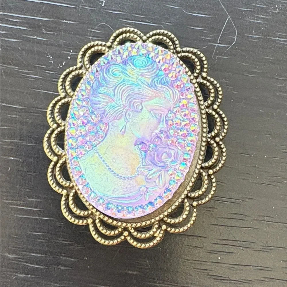 Vintage Cameo Brooch with Iridescent Pastel Design